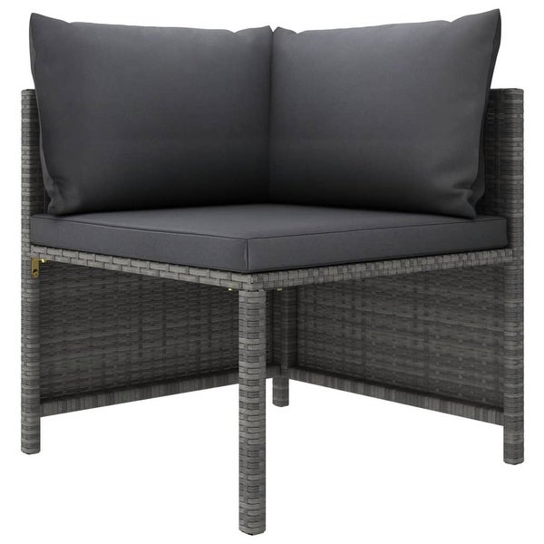 3 Piece Patio Lounge Set with Cushions Poly Rattan Gray