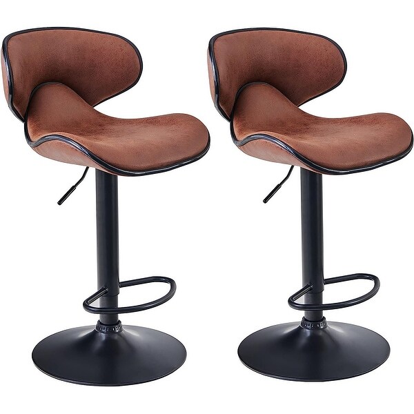 Barstools Set of 2 Adjustable Swivel Leatherette Upholstery Bar Chair