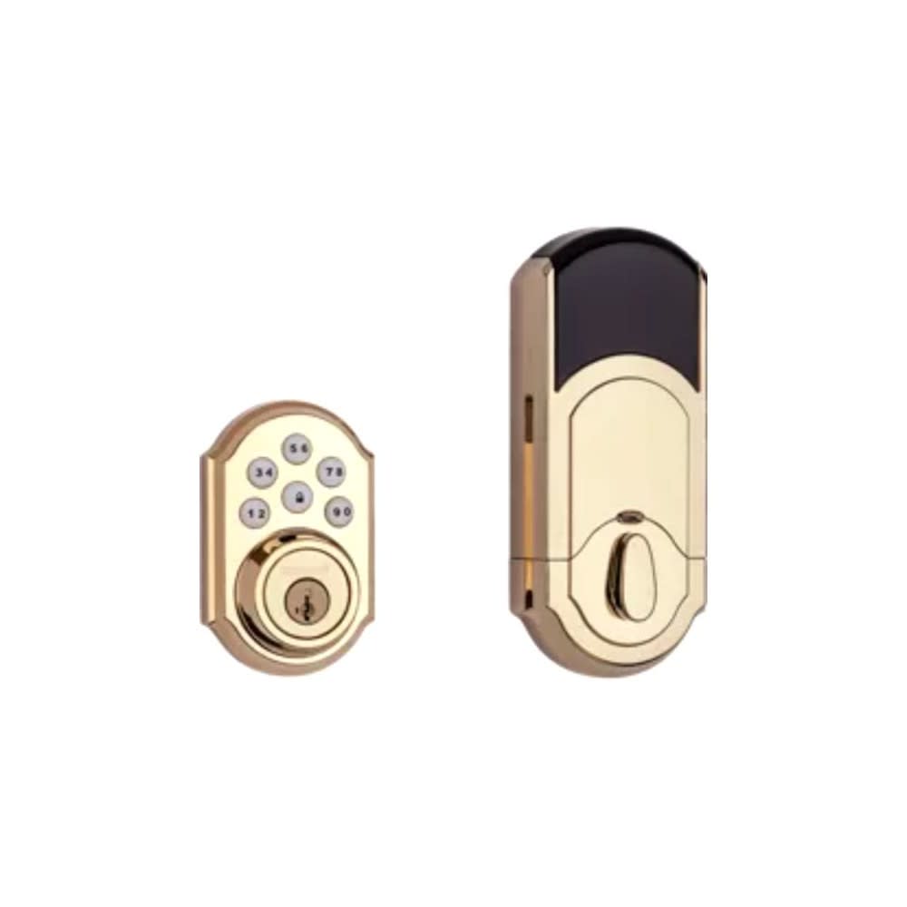 Polished Brass Keyless Entry Electronic Single Cylinder Deadbolt ;