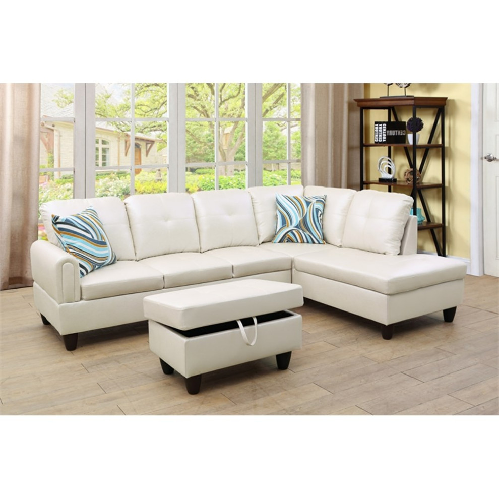 Star Home Living Off White 3PC Sectional w/ottoman   Transitional   Sectional Sofas   by Homesquare  Houzz