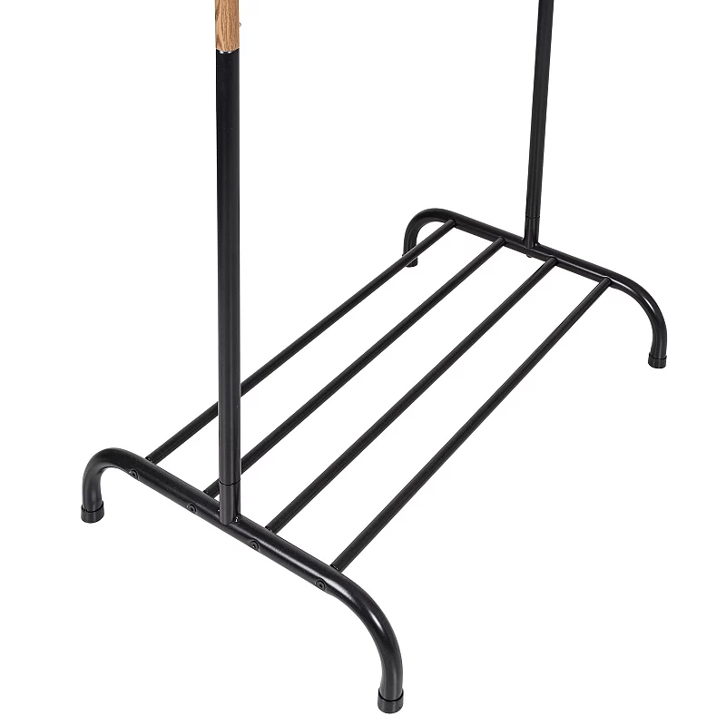 Honey-Can-Do Single Garment Rack with Shoe Shelf and Hanging Bar for Clothes