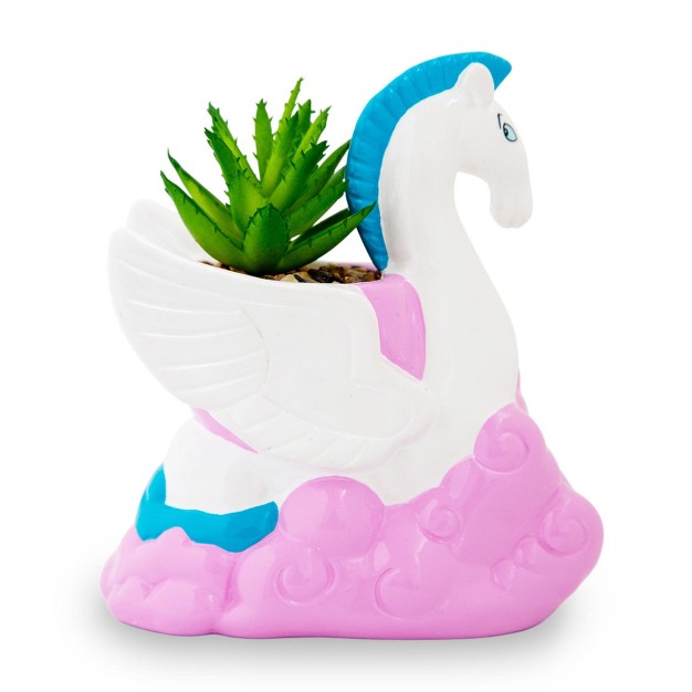 Easysfind Disney Hercules Pegasus 7 25 inch Ceramic Mini Planter With Artificial Succulent