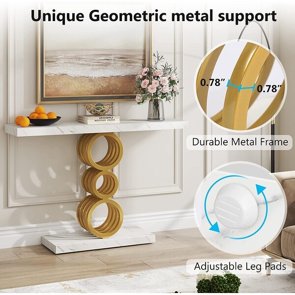 39 Inch Gold Console Table， Modern Sofa Entry Table Behind Couch