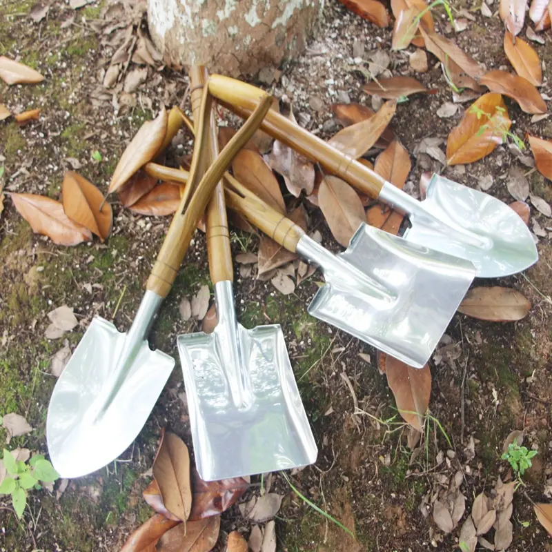 Medium Size Stainless Steel Round Head Shovel Spade with Ergonomic D Grip Wood Handle Garden Hand Tool Agriculture Spade Shovel