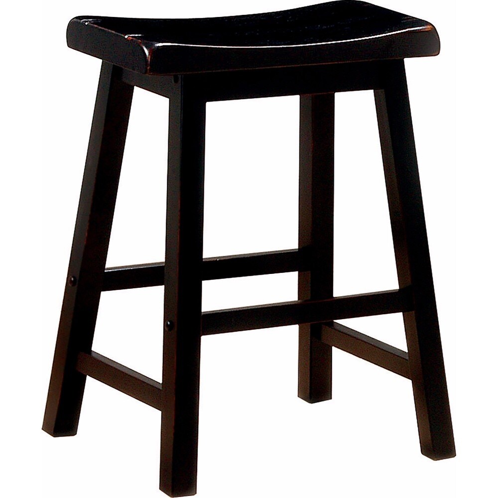 Wooden Casual Counter Height Stool， Dark Brown， Set of 2 - 23.75 H x 17.5 W x 14.25 L Inches