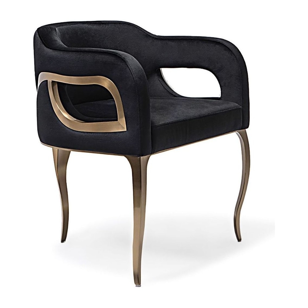 Caprice Brushed Titanium Gold Dining Chair  Black