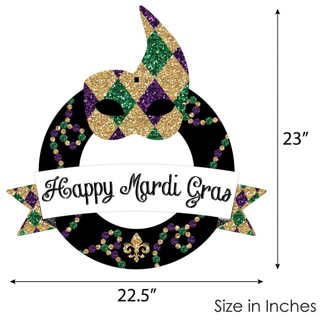 Big Dot Of Happiness Mardi Gras Outdoor Masquerade Party Decor Front Door Wreath