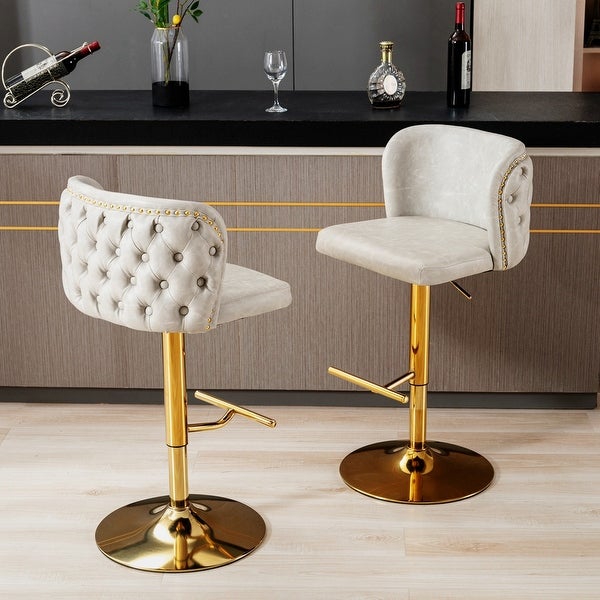 Upholstered Bar Stools with the whole Back Tufted (Set of 2)