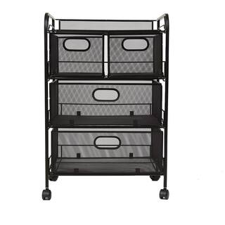 Mind Reader 4 Drawer Metal Wheeled Heavy Duty Multi-Purpose Cart File Storage Cart Utility Cart Office Storage Cart in Black 4DRMESH-BLK