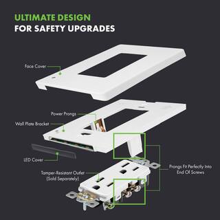 TOPGREENER 1-Gang Screwless Decorator Wall Plate with Nightlight White (3-Pack) TGLSI31M-W-3PCS