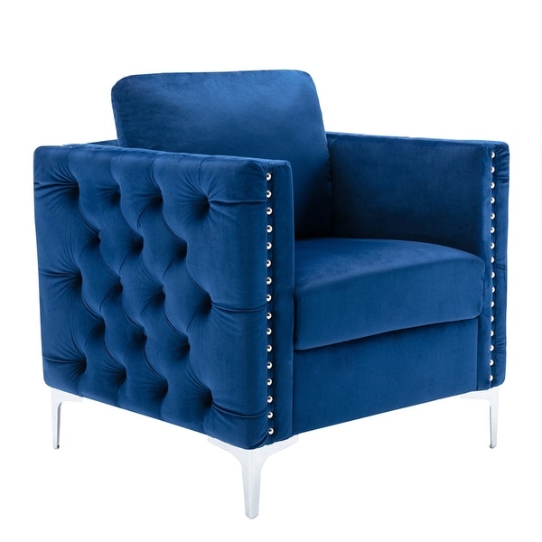 Tufted Button Accent Chair with Steel Legs