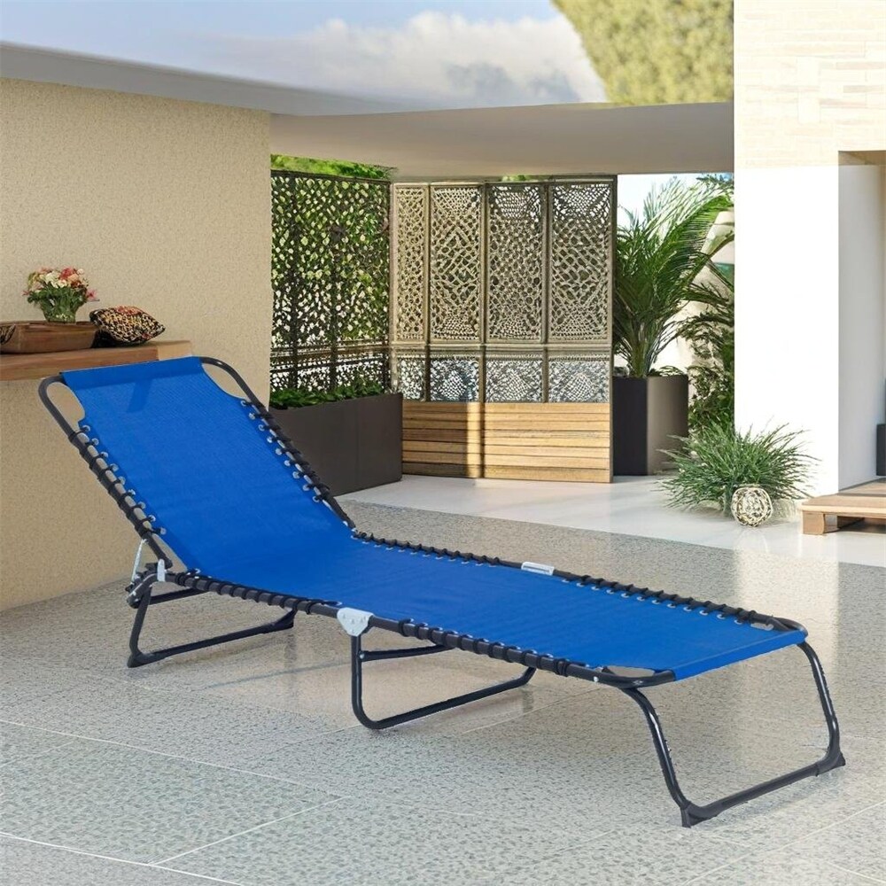 Patio Chaise Lounge with 4 Position Reclining Back and Breathable Mesh   N/A