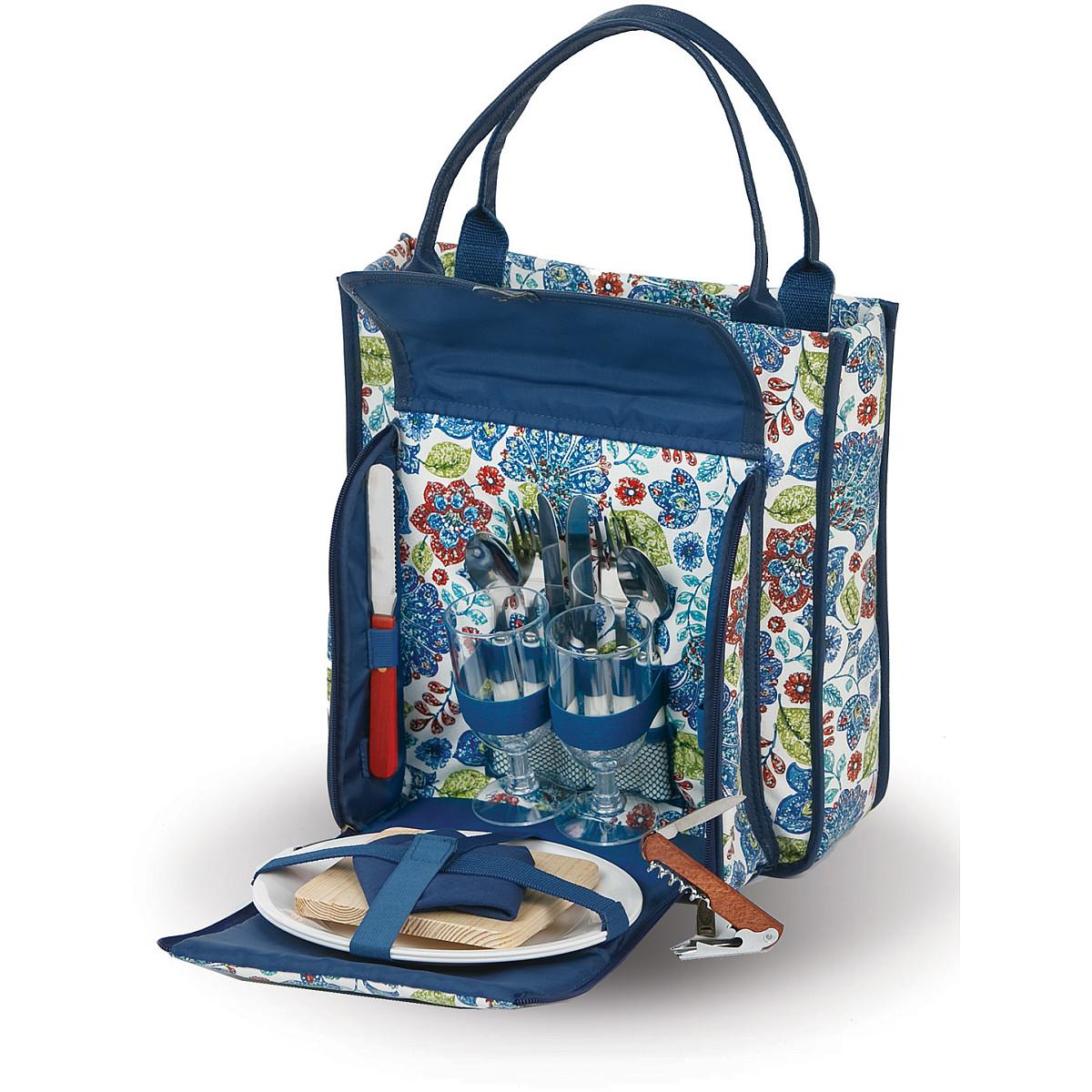 Picnic Plus Wine and Picnic Tote for 2 - Blue Peacock