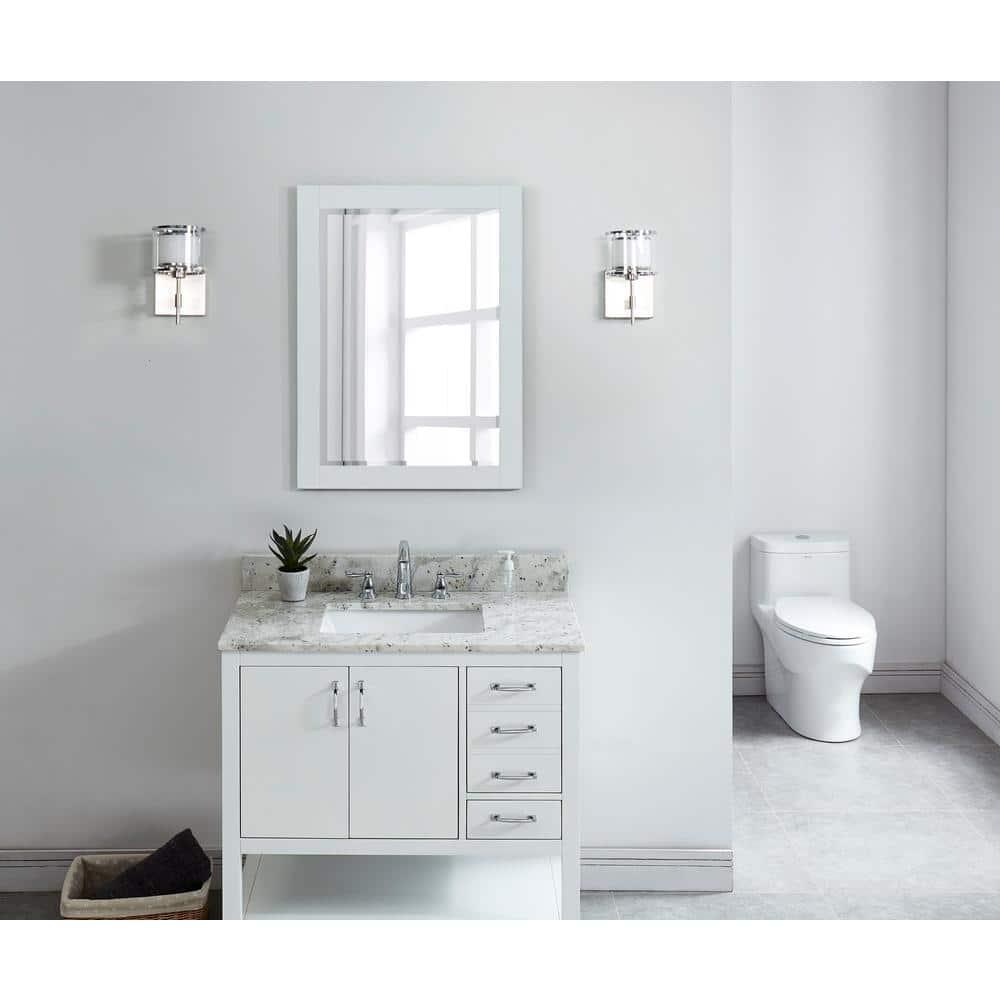 TILE amp TOP 31 in W x 22 in D x 75 H Granite Vanity Top in Glacier White with White Basin