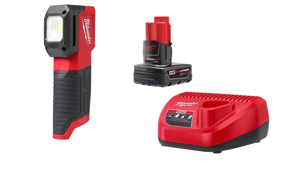 Milwaukee M12 Paint and Detailing Color Match Light with REDLITHIUM XC4.0 Starter Kit Bundle