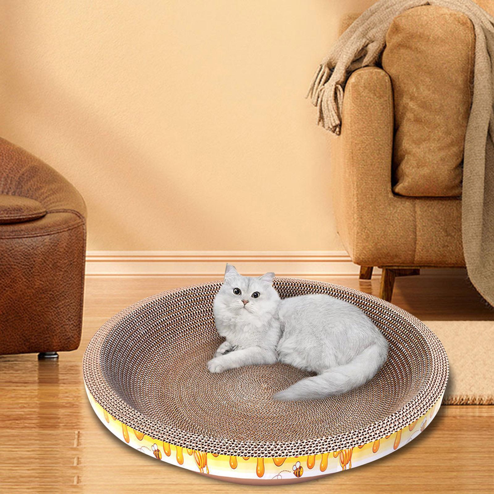 Cats Scratcher Cardboard Lounge Beds Round Bowl Interactive Toy Corrugated Scratch Pad for Furniture Protector， Kitty， Sleeping， Indoor Cats 50cmx9cm