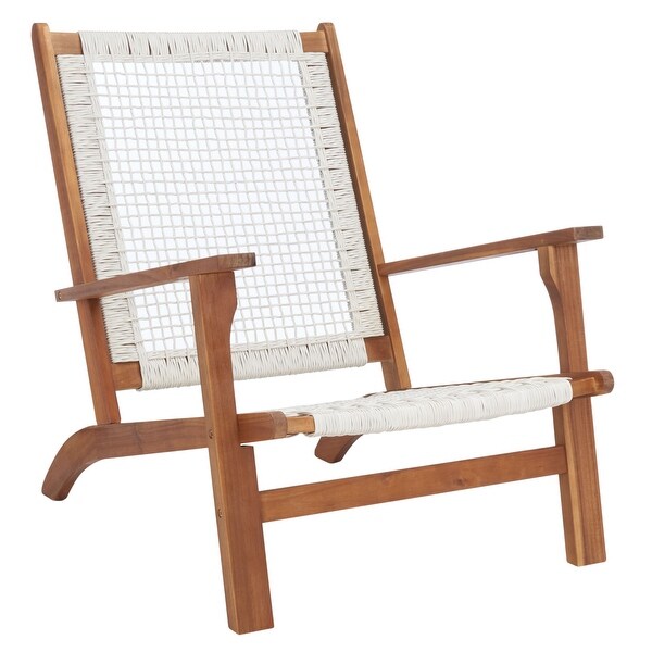 SAFAVIEH Chantelle Outdoor Solid Wood Chaise Lounge Chair and Stool Set of 2 (Includes End Table)