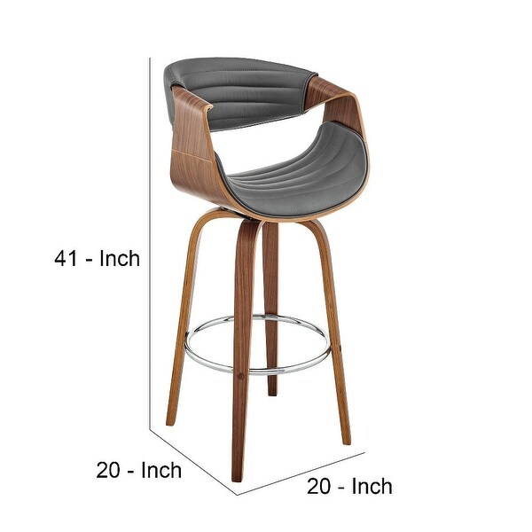 Swivel Bar Stool with Leatherette Bucket Seat - 20 L x 20 W x 41 H Inches