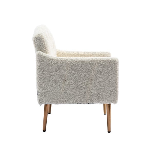 Teddy Fabric Accent Chair Leisure Single Sofa with Rose Golden Legs for Modern Living Room