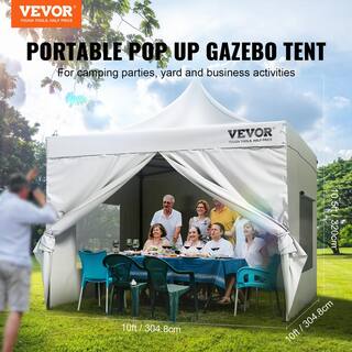 VEVOR 10 ft. x 10 ft. Pop Up Canopy with Sidewalls Adjustable Height Gazebo Tent Waterproof UV Resistant Outdoor Canopy Tent DCSYPBS1010FTGMH8V0