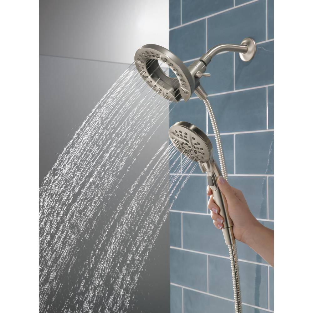 Delta In2ition 5-Spray Patterns 1.75 GPM 6.63 in. Wall Mount Dual Shower Heads in Satin Nickel 75585SN