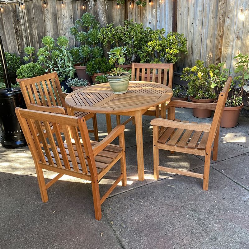 Sunnydaze 42.75 in Meranti Wood Round Patio Dining Table