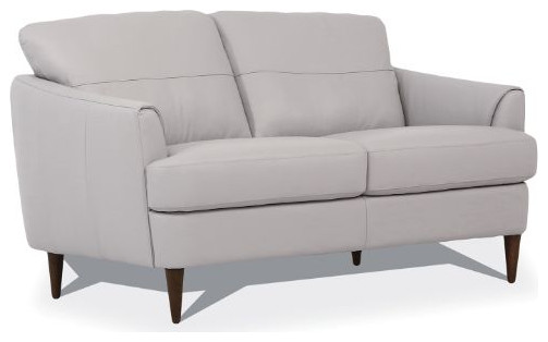 Acme Helena Loveseat Pearl Gray Leather   Midcentury   Loveseats   by Kolibri Decor  Houzz