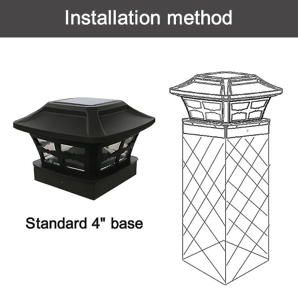 Solar Fence Post Lamp Post Head Light Garden Light Post Light，for Garden Outdoor Light