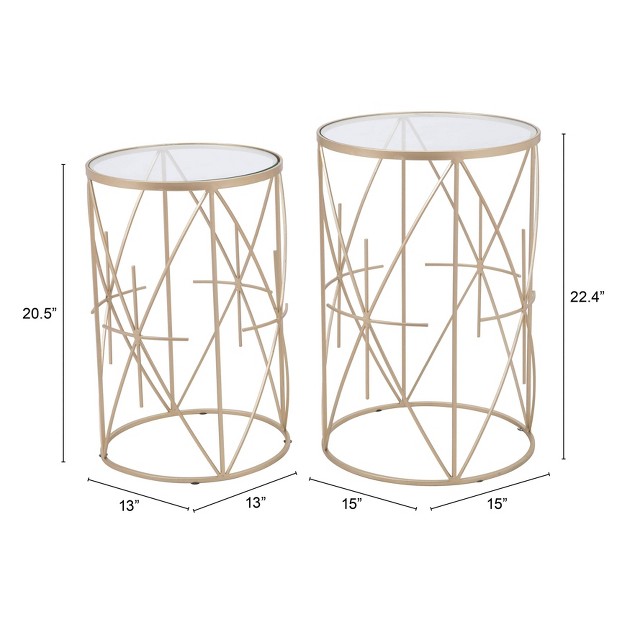 Set Of 2 Heritage Side Tables Clear gold Zm Home