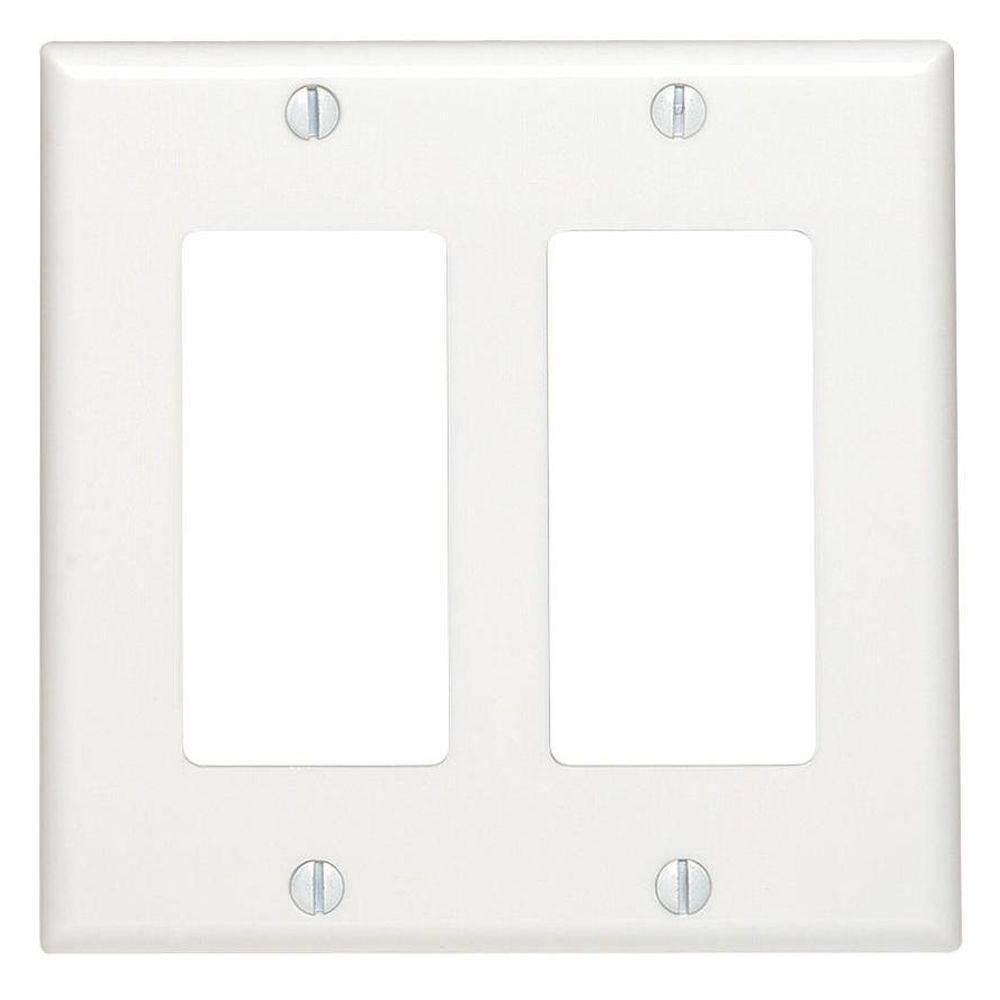 Leviton White 2-Gang DecoratorRocker Wall Plate (1-Pack) R52-80409-00W