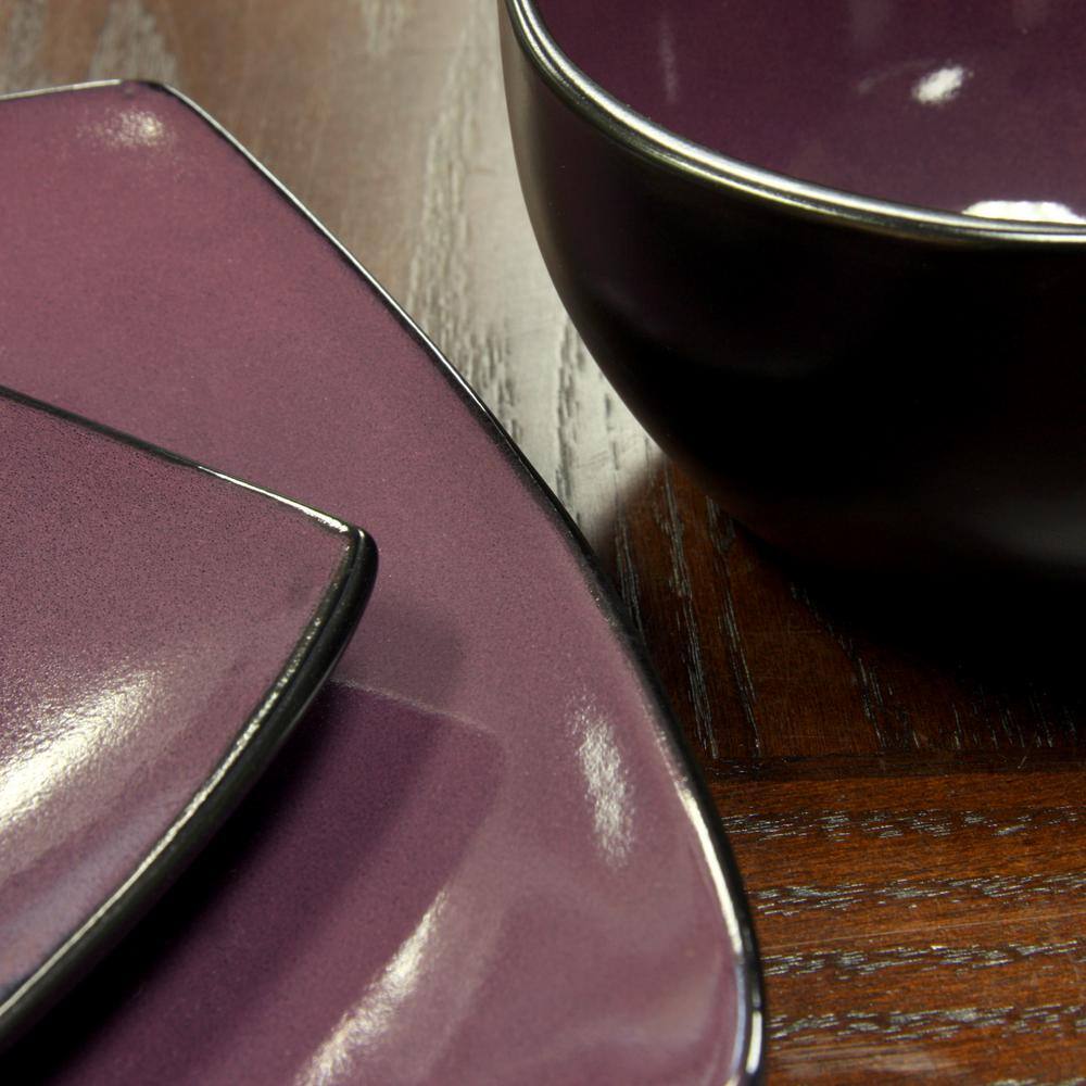 Gibson Home Soho Lounge 16-Piece Casual Purple Stoneware Dinnerware Set (Service for 4) 98583796M