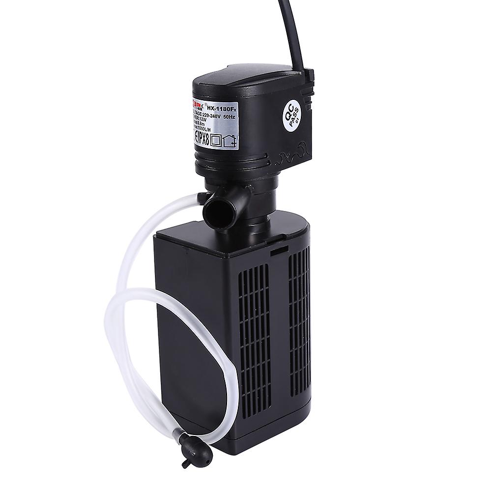 Multi function 3 in 1 Aquarium Filter Submersible Oxygen Pump Purifier Tank Tool EU Plug(12W)