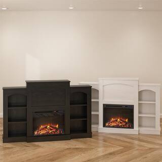 Ameriwood Home Elk Grove 61.02 in. Freestanding Electric Fireplace with Bookshelves in Black Oak HD38318