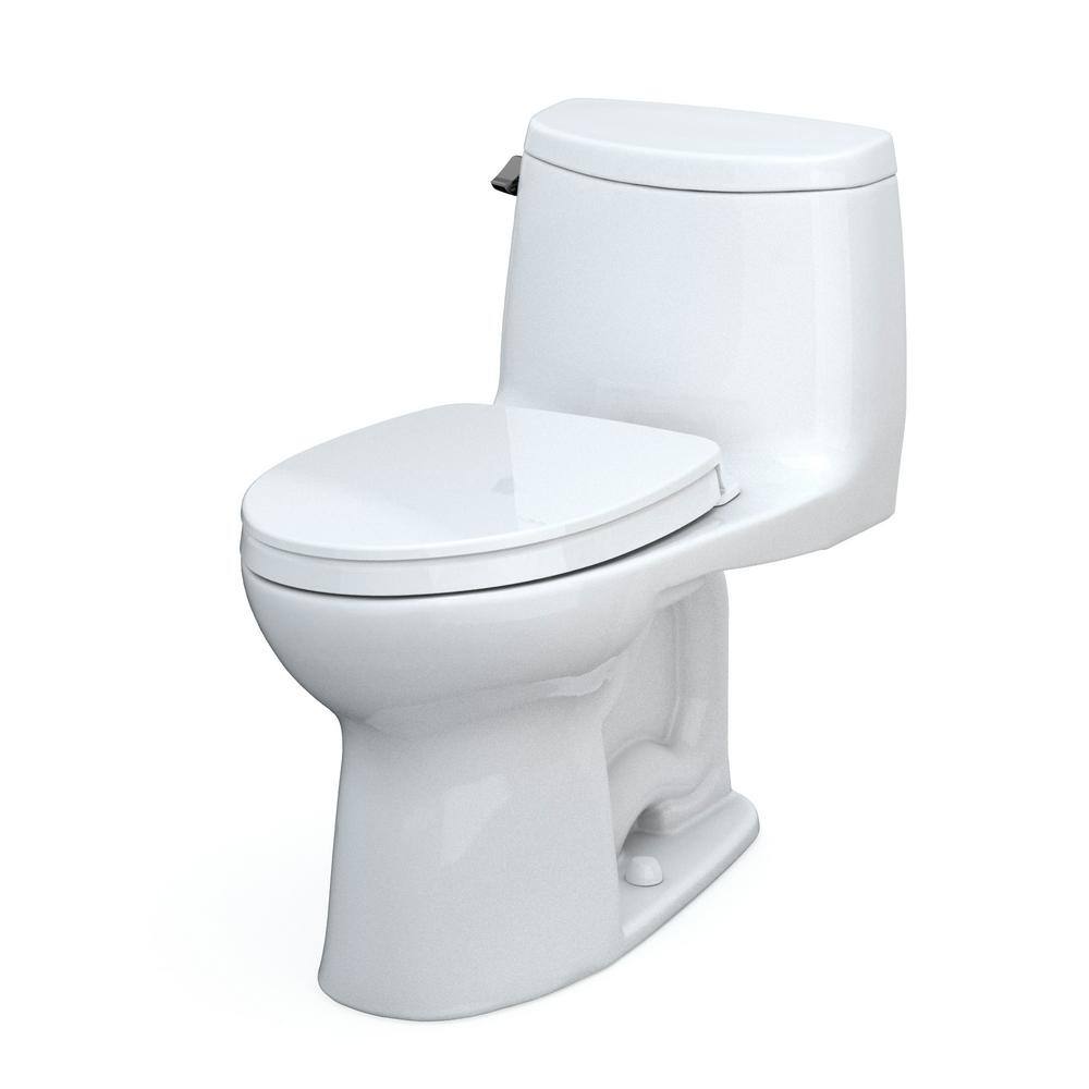 TOTO UltraMax II 1-Piece 1.28 GPF Single Flush Elongated ADA Comfort Height Toilet in Cotton White Seat Included MS604124CEFG#01