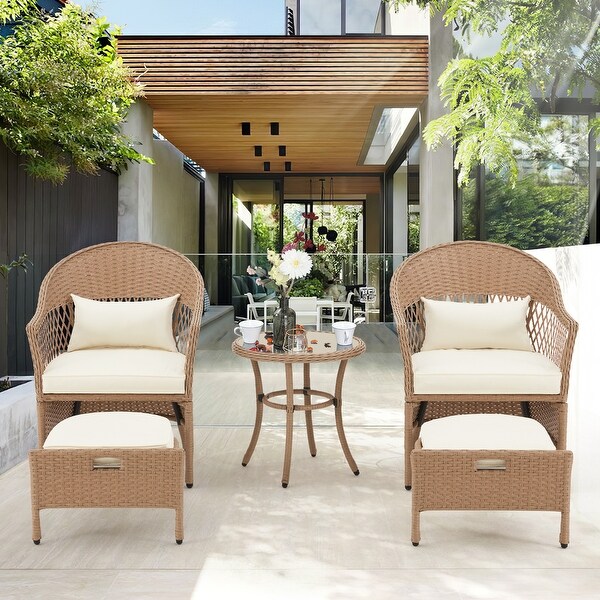 AVAWING 5 Pieces Patio Furniture Set Outdoor Rattan Chairs Wicker Conversation Bistro Set