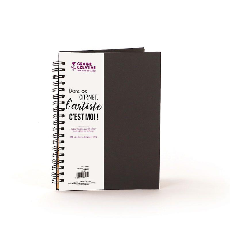 Black spiral notebook with kraft pages 24 x 19 x 1.5 cm