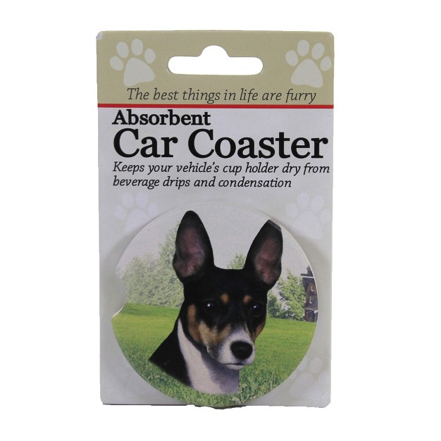 E amp S Pet Car Coaster Rat Terrier Car Coaster One Car Coaster 2 5 Inches Absorbent 23192 Sandstone Multicolored