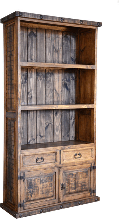 Rustic Bookcase With Cabinet Doors   Rustic   Bookcases   by san carlos imports llc  Houzz