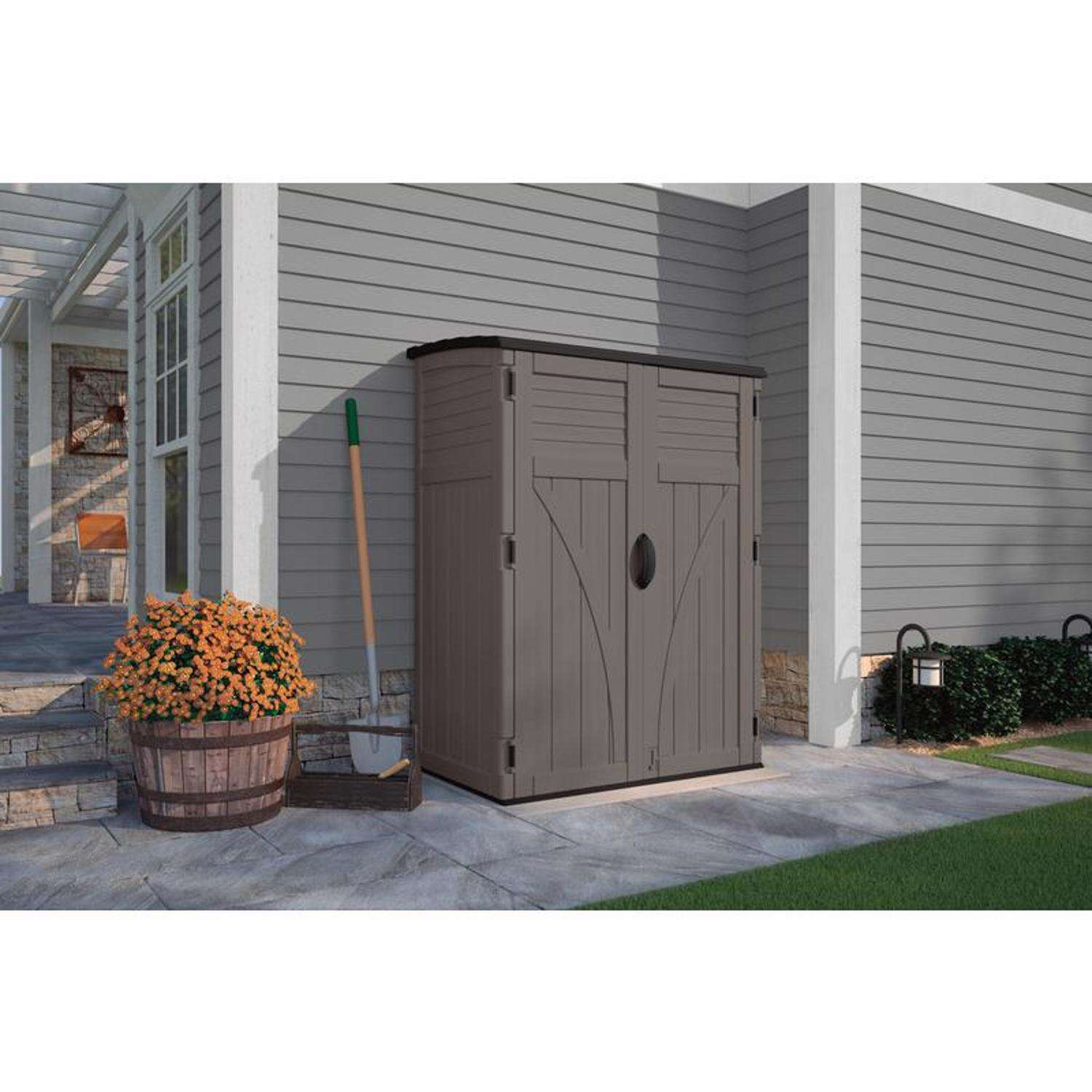 Suncast 4 ft. x 3 ft. Resin Vertical Pent Storage Shed with Floor Kit