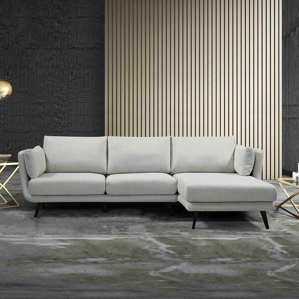 RANNI 3 Seater Sofa With Right Chaise - Warm Grey