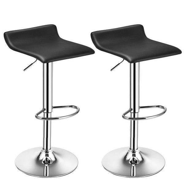 Set of 2 Adjustable PU Leather Backless Bar Stools