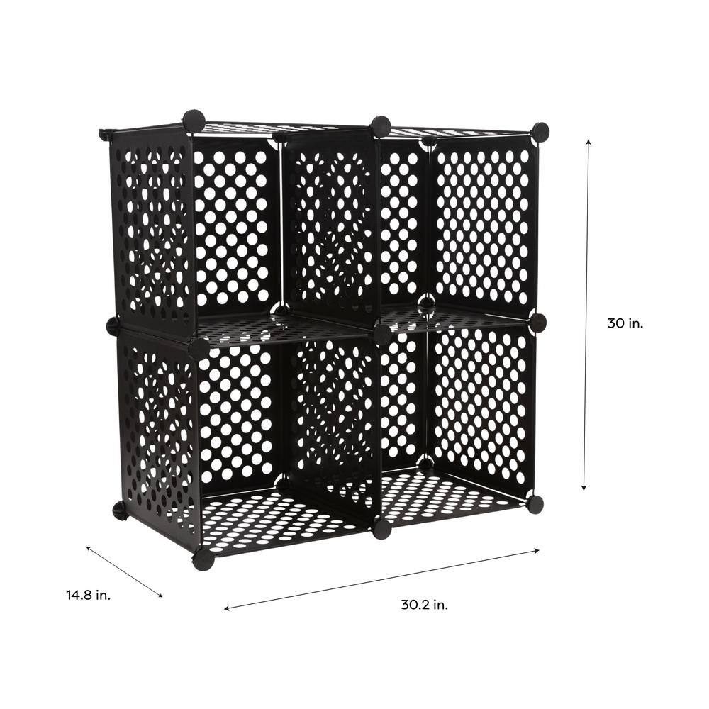 OIA 30.25 in. H x 30.25 in. W x 14.75 in. D Black Plastic 4-Cube Organizer NH-15901W-1