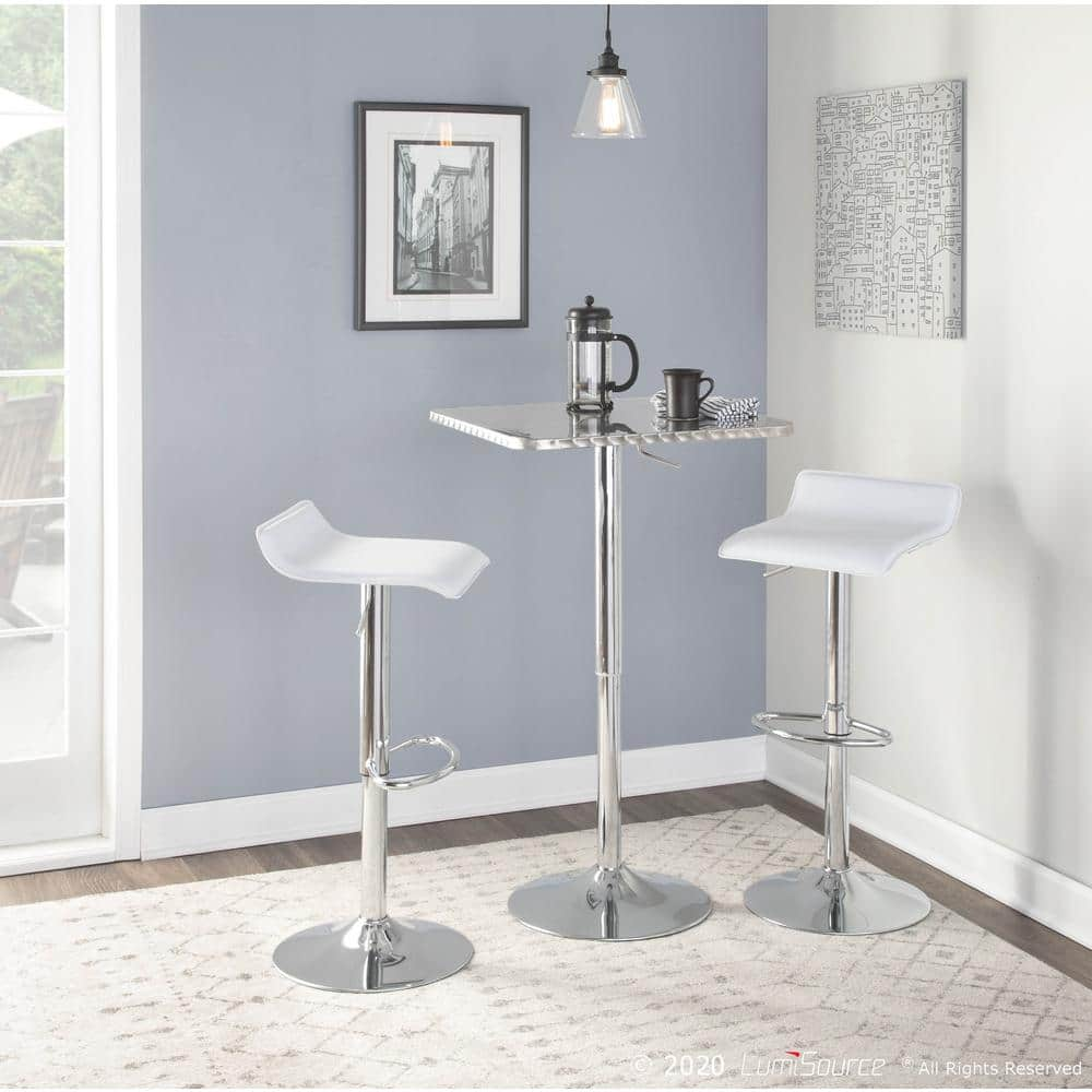 Lumisource Ale White Adjustable Height Bar Stool (Set of 2) BS-ALE W2