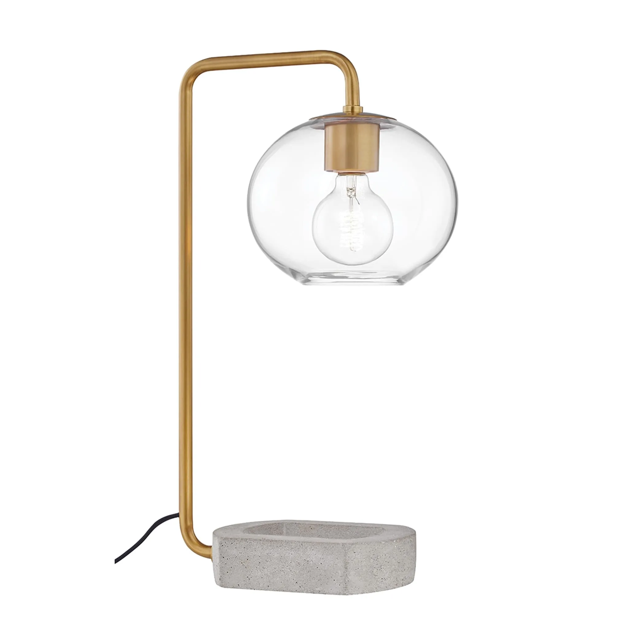 Mitzi by Hudson Valley Margot 1-light Aged Brass Table Lamp， Clear Glass