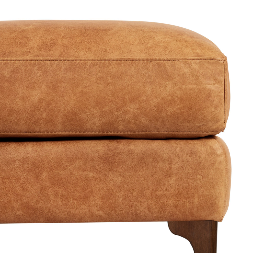 Poly and Bark Mateo Leather Ottoman   Midcentury   Footstools And Ottomans   by Edgemod Furniture  Houzz