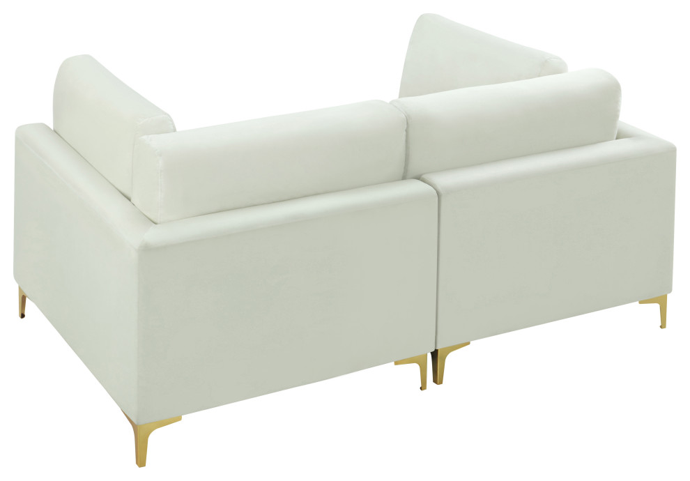 Julia Velvet Upholstered Modular Sofa   Midcentury   Sofas   by Meridian Furniture  Houzz