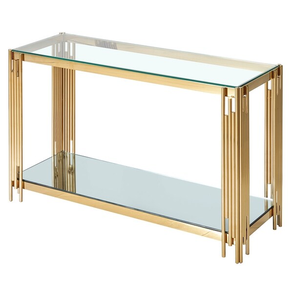 Contemporary Metal and Glass Console Table