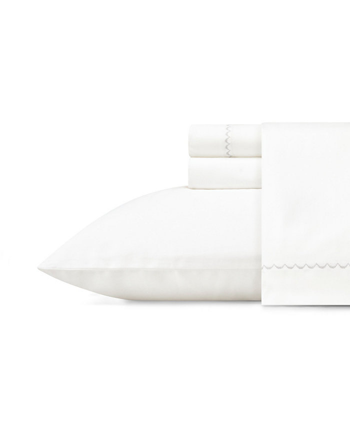 Vera Wang Simple Scallop Cotton Sateen 4 Piece Sheet Set， King