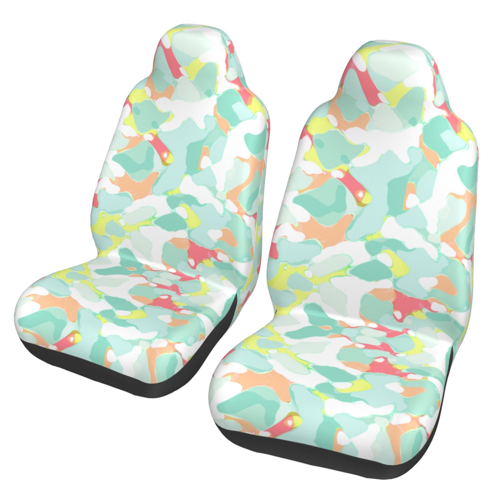 TEQUAN Front Seat Covers， Fresh Crayon Camouflage Pattern 2 Piece Car Seat Cover Fit Most Car SUV Truck Van