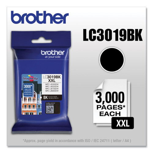 Brother LC3019BK Innobella Super High-Yield Ink， 2，800 Page-Yield， Black